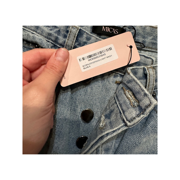 Micas Women’s XSmall Light Blue Asymmetric Waist Straight Leg Denim Jeans - Picture 4 of 6